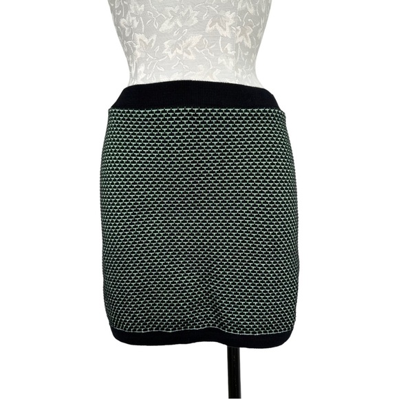 Zara Knit Mini A-line Skirt Green & Black  Size Medium - Picture 1 of 8